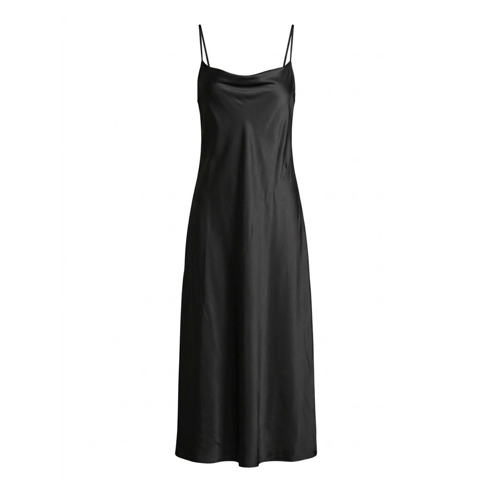 M.M.LaFleur The Nene Slip Dress in Black - Washable Silk Charmeuse Med LBD